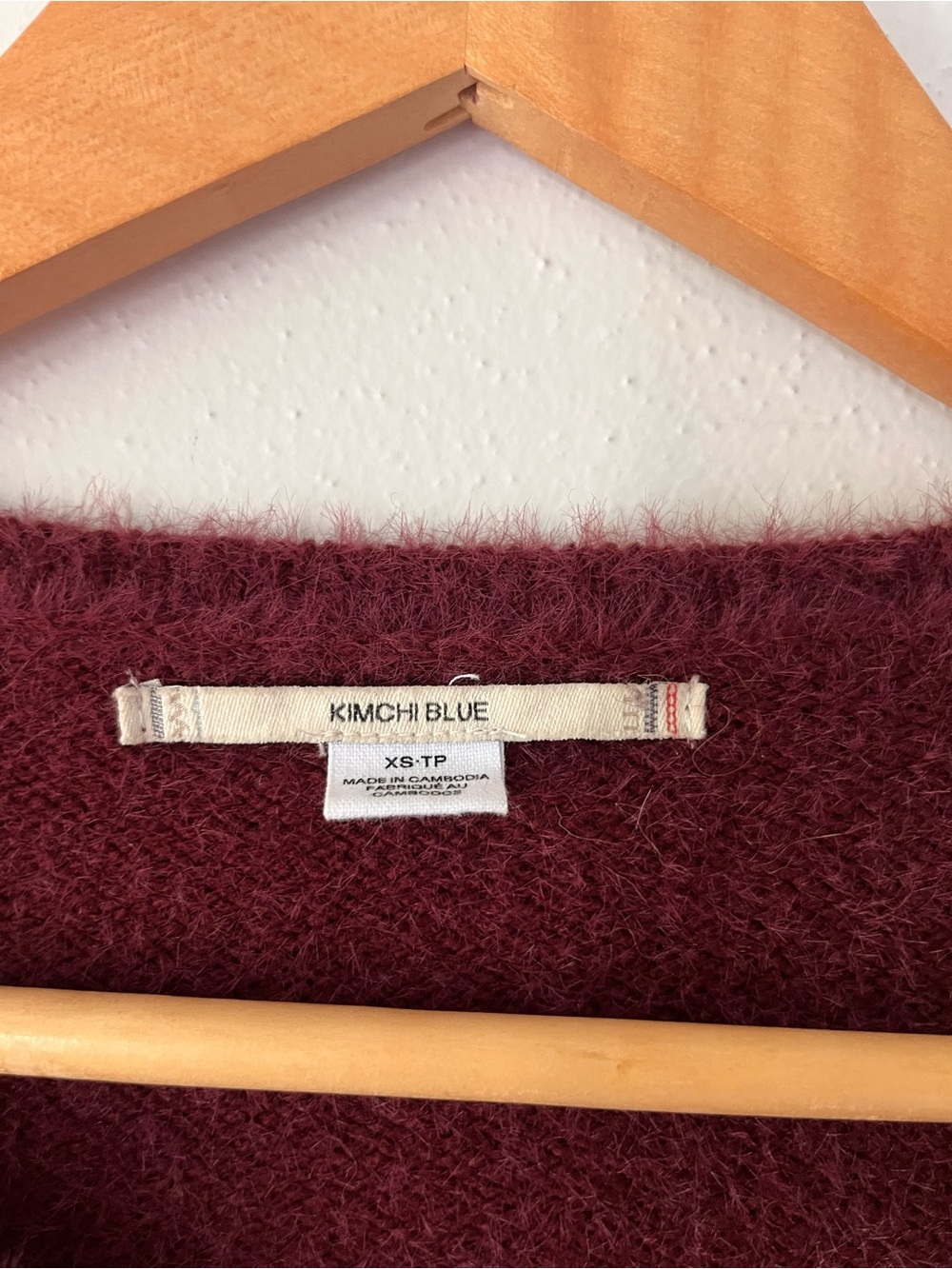 Kimchi Blue Burgundy Fuzzy Cropped Cardigan - Picture 4 of 4